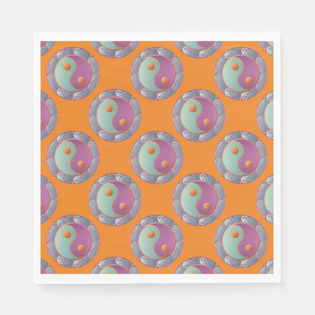 Yin Yang Medallion Violet Turquoise Serviette (Vorderseite)