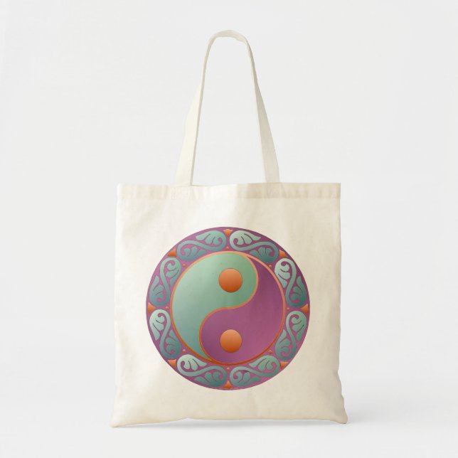 Yin Yang Medallion Violet Turquoise Tragetasche (Vorne)