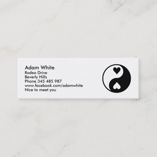 Yin Yang Mini Visitenkarte (Vorderseite)