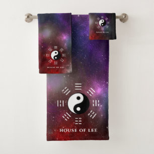 Yin Yang mit Bagua Trigram Symbols I-Ching Badhandtuch Set