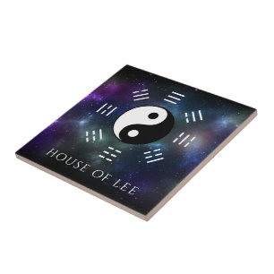 Yin Yang mit Bagua Trigram Symbols I-Ching Fliese