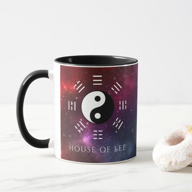 Yin Yang mit Bagua Trigram Symbols I-Ching Tasse (Mit Donut)