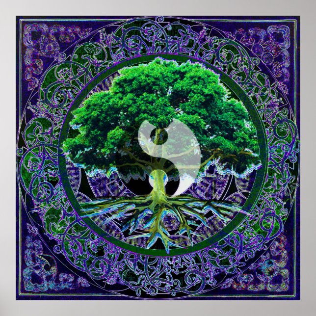 Yin Yang mit dem Baum des Lebens Poster (Vorne)