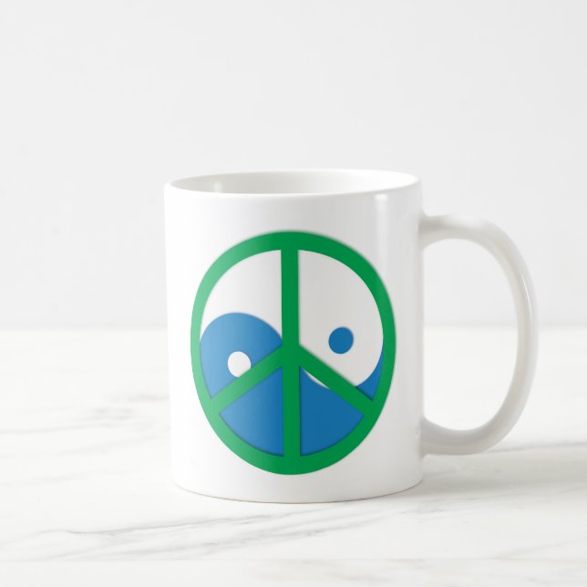 Yin-Yang mit Friedenszeichen Kaffeetasse (Rechts)