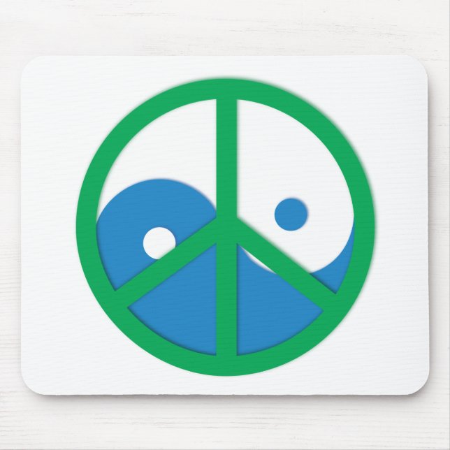 Yin-Yang mit Friedenszeichen Mousepad (Vorne)