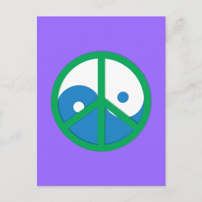 Yin-Yang mit Friedenszeichen Postkarte (Vorderseite)