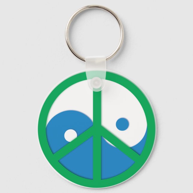 Yin-Yang mit Friedenszeichen Schlüsselanhänger (Vorderseite)