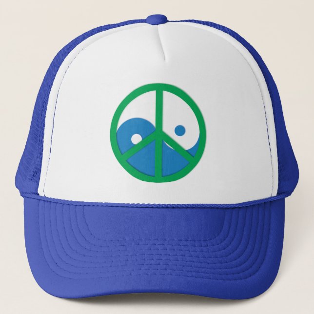 Yin-Yang mit Friedenszeichen Truckerkappe (Vorderseite)