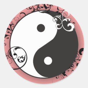 Yin-Yang mit Scrollen Runder Aufkleber