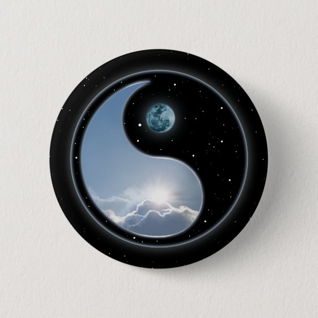 Yin Yang Mond Sun Button (Vorderseite)