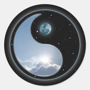Yin Yang Mond Sun Runder Aufkleber