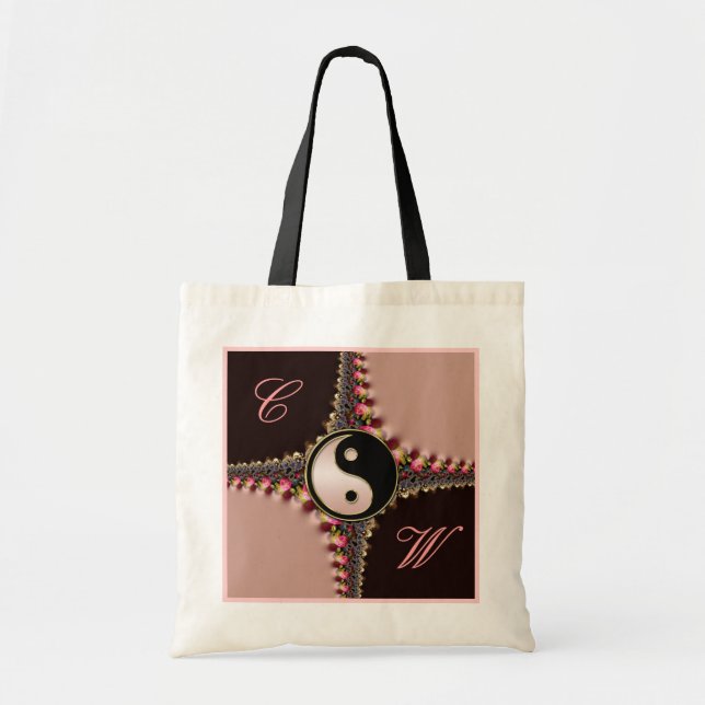 Yin Yang Monogramme Rose+Black Sac dentelle fracta (Devant)