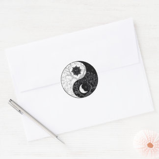 Yin & Yang / Moon & Sun Harmony Classic Round Stic Runder Aufkleber