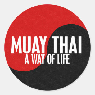 Yin Yang Muay thailändisches 1 Runder Aufkleber