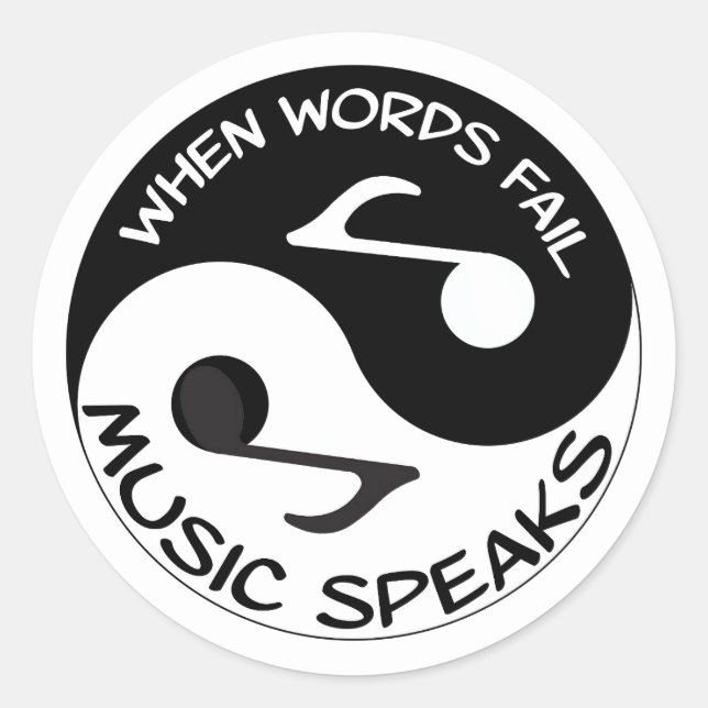 Yin Yang Music Runder Aufkleber (Vorderseite)