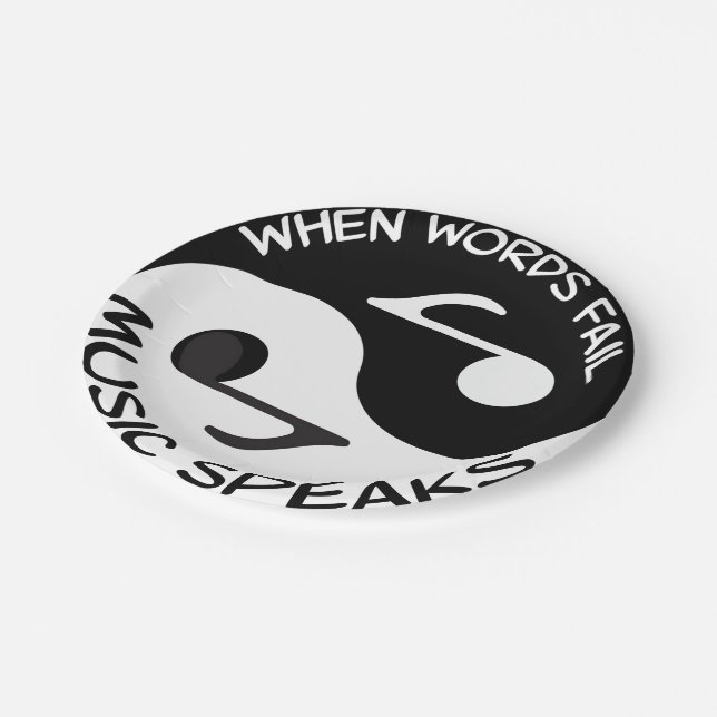 Yin Yang Musik Pappteller (Schrägansicht)