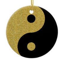 Yin Yang Ornement noir et or