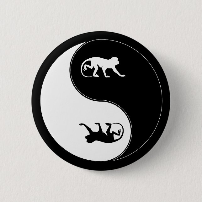 Yin Yang Pavian Button (Vorderseite)