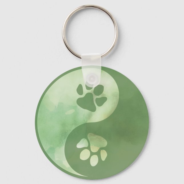 Yin Yang Paw Green Schlüsselanhänger (Vorderseite)
