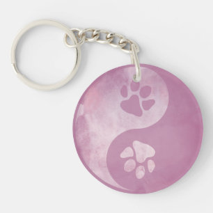 Yin Yang Paw Pink Schlüsselanhänger