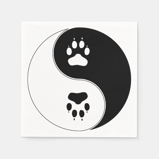 Yin Yang Paw Print Serviette (Vorderseite)