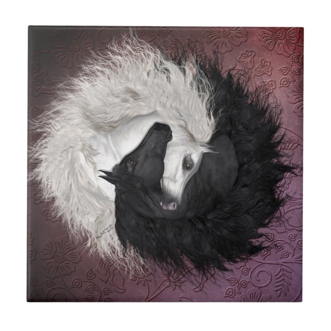 Yin Yang PferdeKeramik-Fliese Fliese (Vorderseite)
