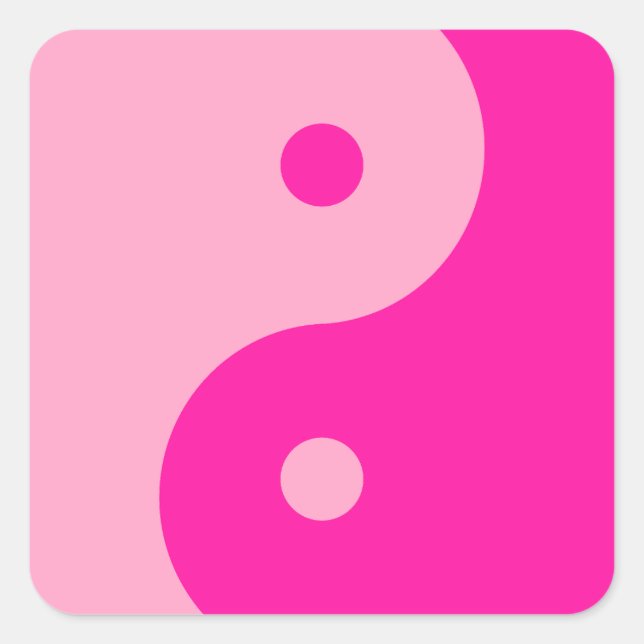 Yin Yang Pink Quadratischer Aufkleber (Vorderseite)