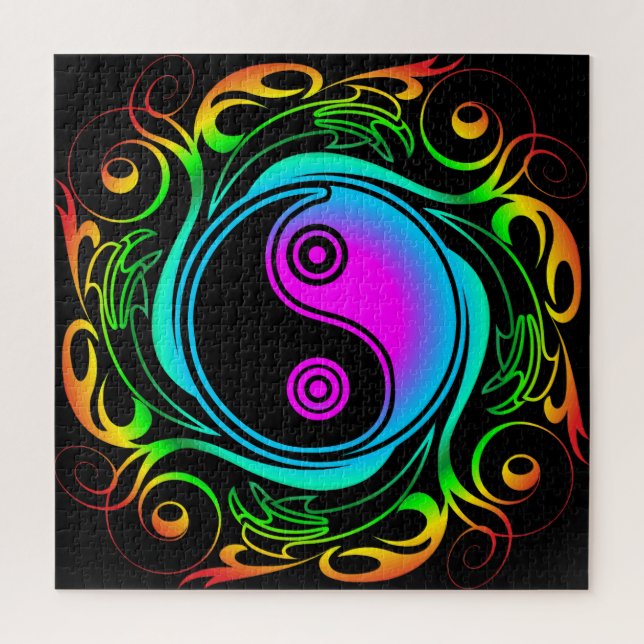 Yin Yang Psychedelic Rainbow Tattoo (Vertikal)