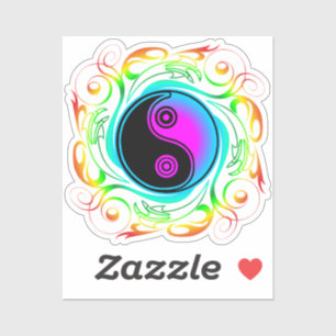 Yin Yang Psychedelic Rainbow Tattoo Aufkleber