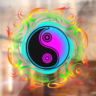 Yin Yang Psychedelic Rainbow Tattoo Fensteraufkleber