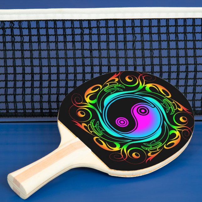 Yin Yang Psychedelic Rainbow Tattoo Tischtennis Schläger (InSitu)