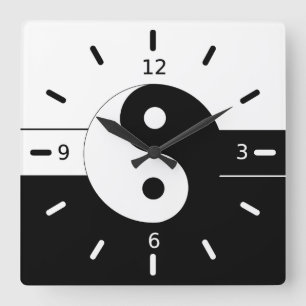 Yin yang quadratische wanduhr