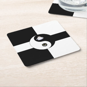 Yin Yang Rechteckiger Pappuntersetzer