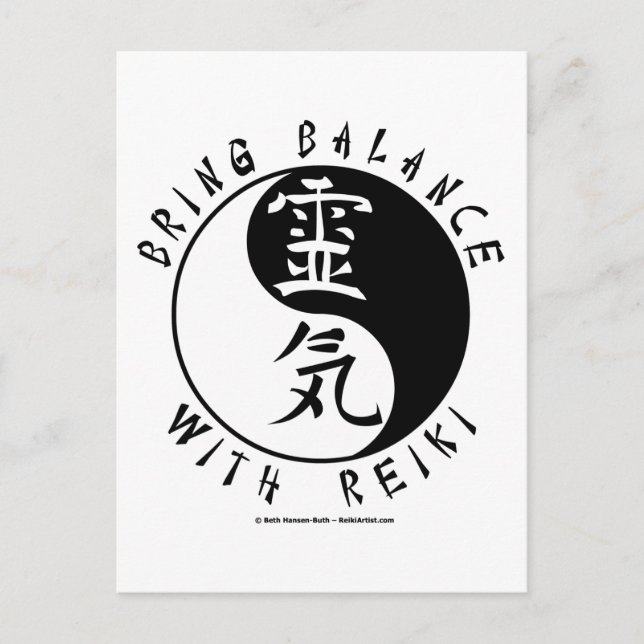 Yin Yang Reiki Kanji Postkarte (Vorderseite)