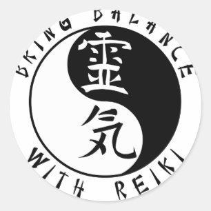 Yin Yang Reiki Kanji Runder Aufkleber
