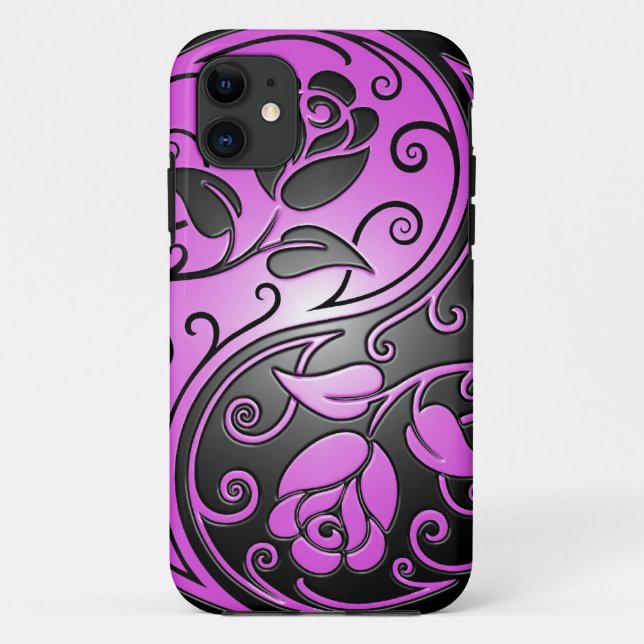 Yin Yang Rosen, lila und schwarz Case-Mate iPhone Hülle (Rückseite)