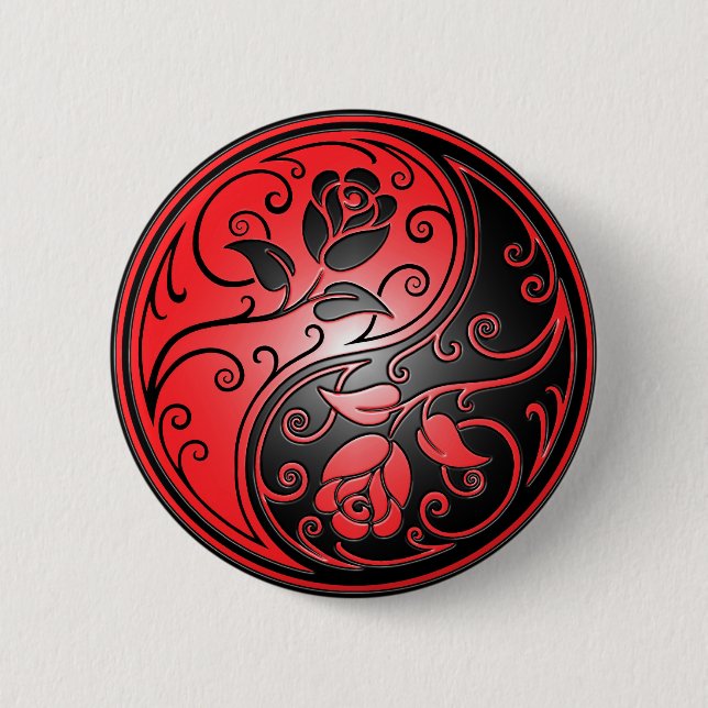 Yin Yang Rosen, Rot und Schwarzes Button (Vorderseite)