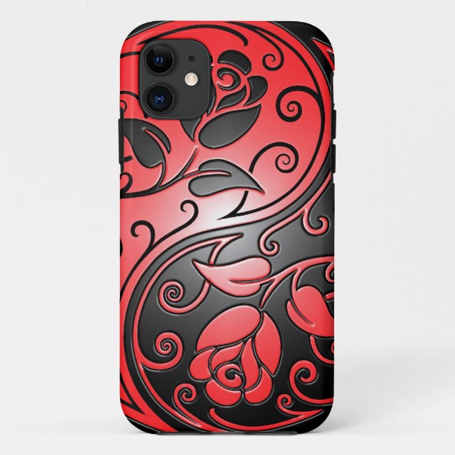 Yin Yang Rosen, Rot und Schwarzes Case-Mate iPhone Hülle (Rückseite)