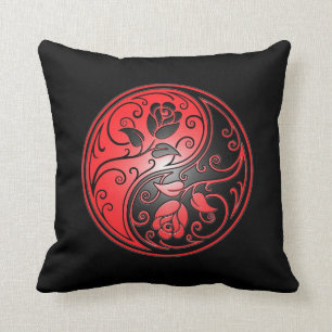 Yin Yang Rosen, Rot und Schwarzes Kissen