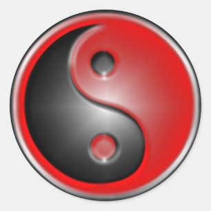 yin-Yang-rot Runder Aufkleber