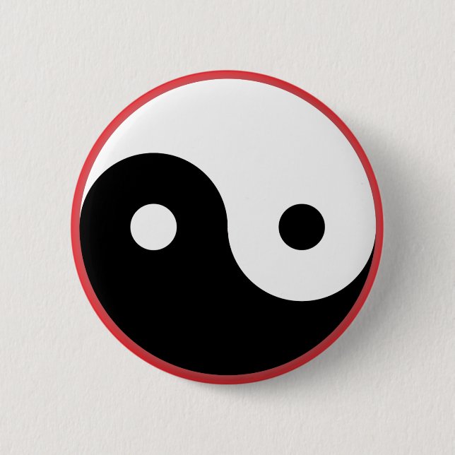 Yin Yang - Roter Hintergrund Button (Vorderseite)