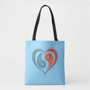 Yin Yang Sac fourre-tout de coeur - Personnalisé