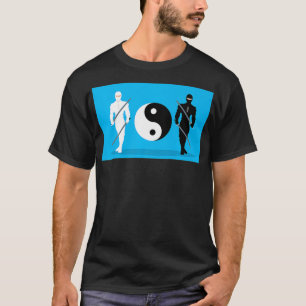 Yin Yang Samurai Ninja Blue Background Großes Gesc T-Shirt