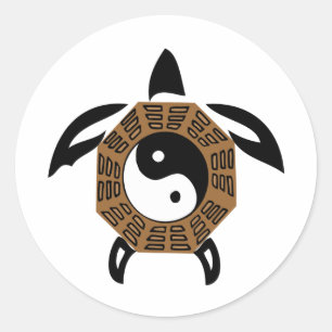 Yin-Yang-Schildkröte Runder Aufkleber