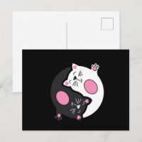 Yin Yang Schlafende Katzen in Schwarz und Weiß