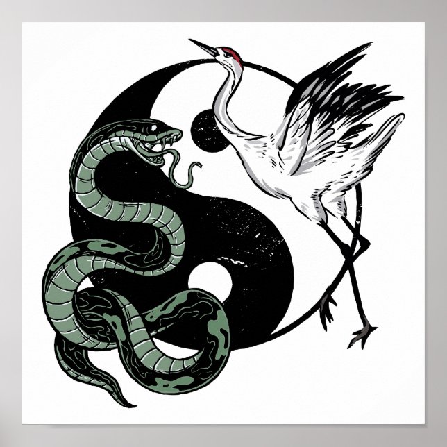 Yin-Yang-Schlange und Kransymbol Poster (Vorne)