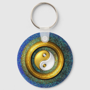 Yin-Yang Schlüsselanhänger, goldener Ring und Schlüsselanhänger
