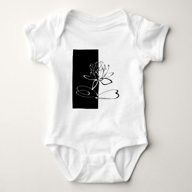 Yin Yang Schwarz-weiß Lotus Blossom Baby Strampler (Vorderseite)