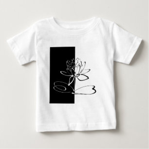 Yin Yang Schwarz-weiß Lotus Blossom Baby T-shirt