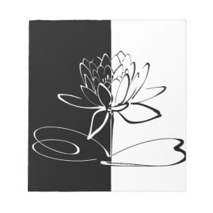 Yin Yang Schwarz-weiß Lotus Blossom Notizblock